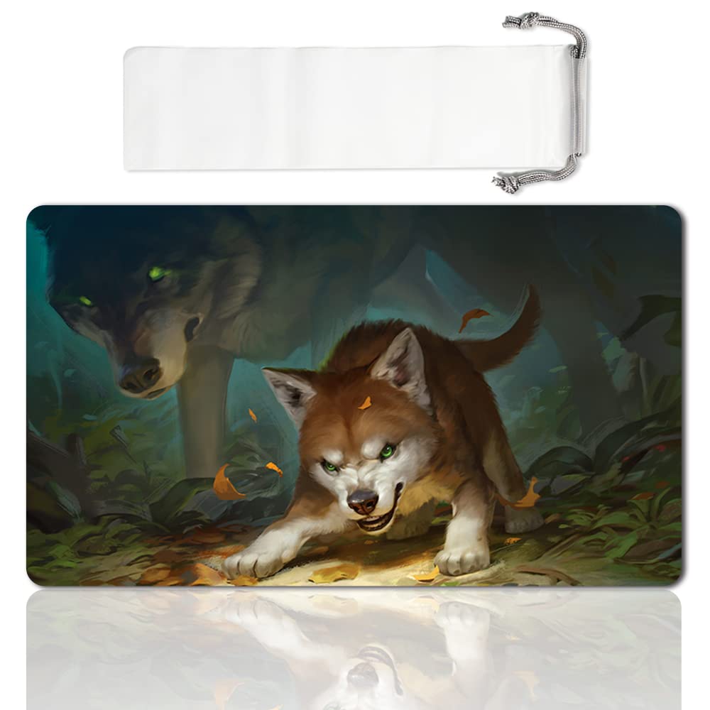 LIUYANZE Board Game MTG Playmat Games Size 60X35 cm CCG Compatible for MTG CCG RPG Trading Card Game (Ferocious PUP)