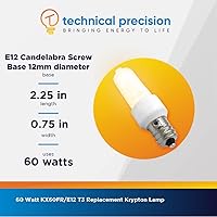 Vista 4 de Technical Precision Bombilla de repuesto KX60FR/E12 JD de 60 W, 120 V, 60 W, T3, Krypton, esmerilada, 2700 K, blanco cálido, 1 paquete