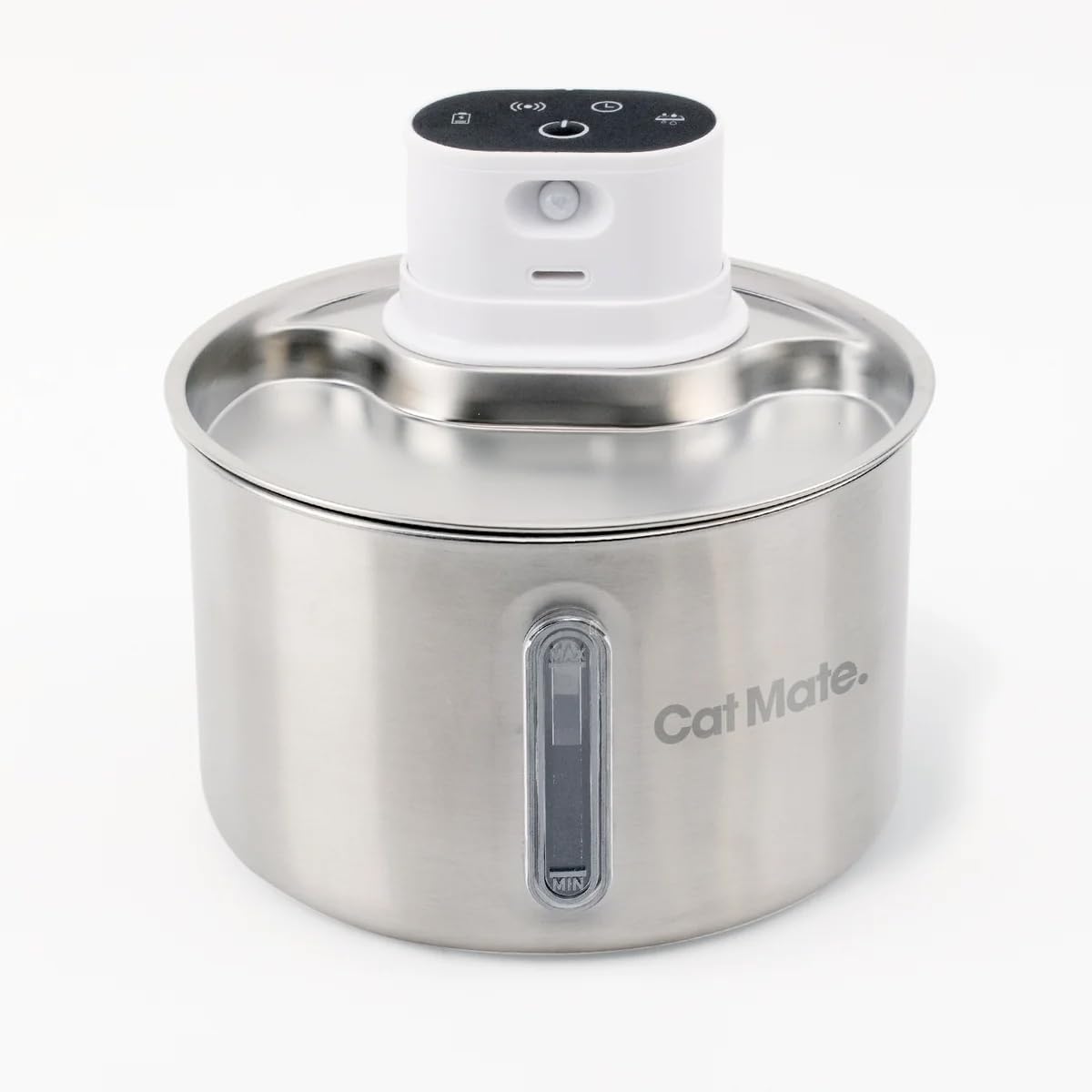Cat Mate 2-Liter-Edelstahl-Trinkbrunnen für Katzen – Automatischer Wasserspender für Haustiere, gefilterter Trinkbrunnen, batteriebetrieben