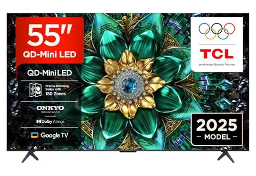 TCL 55Q6C 55' QD-Mini LED SMART TV, 4K HDR Premium 1000nits, con tecnologia Google TV (Dolby Vision IQ e Atmos, sistema audio Onkyo 2.1, Motion Clarity Pro a 144 Hz, Game Master)