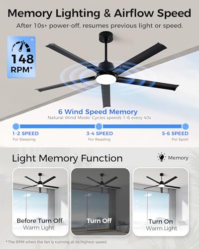 62 Inch Smart Outdoor Ceiling Fan with Light,5 Black Aluminum Blades - image 7