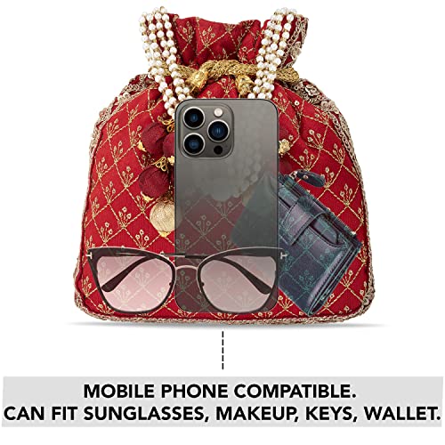 Aheli Potli Bag Gift for Women Handmade Evening Wristlet Handbag Stylish Bridal Purse Fashion Bag - Image 3