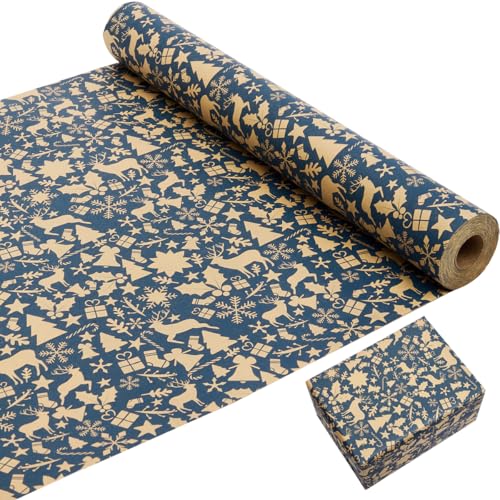 43 cm × 20 m Weihnachtsgeschenkpapierrolle, Kraftpapier bedruckt mit...