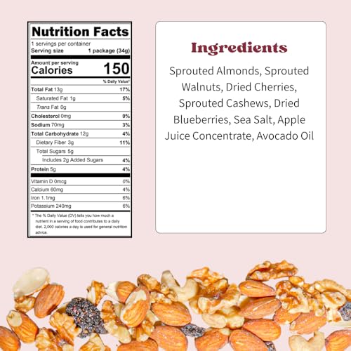 Image of Daily Crunch Sprouted Almonds, 1.2 Ounce Mini, On-The-Go Bags, Sprouted and Dehydrated for a Unique Crunch, Keto Friendly, Non-GMO 1.2 Ounce (8 Pack, Cherry Berry)