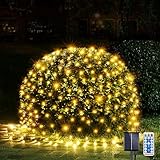 WBao Solar Christmas Lights Outdoor 360LED 11.5ft x 6.9ft Christmas Net Lights with Remote, 8 Lighting Modes, Timer, Waterproof for Lawn, Bushes, Shrubs, Trees Outdoor Xmas Decorations, Warm White