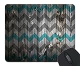 Blue Gray Vintage Wood Chevron Unique Custom Mouse Pad Mousepad