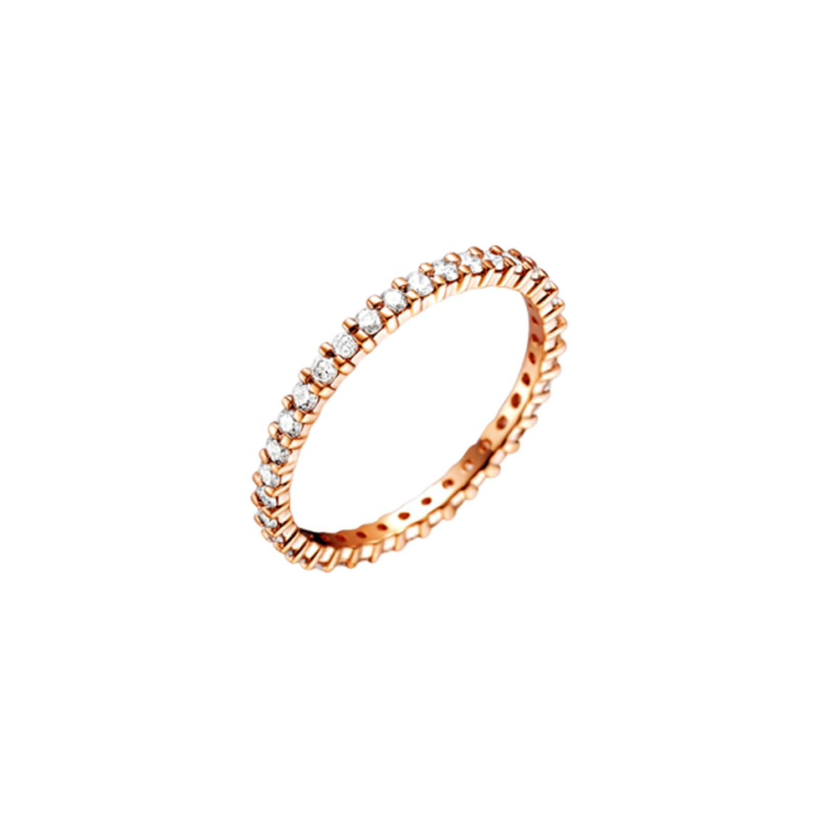 Gualiy Anillos de compromiso de oro rosa de 9 quilates, 14 quilates, 18 quilates con diamante redondo de 0,45 quilates, talla H 1/2-V 1/2