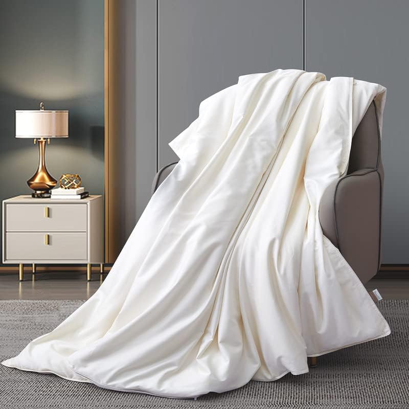 Vista 5 de THXSILK Edredón de seda para verano, relleno de hilo de seda 100% largo con carcasa de algodón, edredón de verano relleno de seda natural, ultra