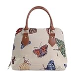 Signare Tapestry Handbag Satchel Bag Shoulder bag and Crossbody Bag and Purse for women with Butterfly (CONV-BUTT)