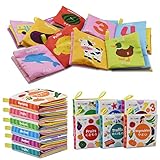 Dr.Rapeti 布絵本 布おもちゃ 日本語 イングリッシュ 二ヶ国語 6冊セット カシャカシャ音出る 鳴る笛 柔らかい 洗える お風呂に入れる 子供向け