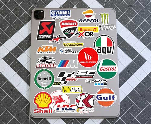 Image of WallDesign Ultimate Moto Racing Sticker Set Collection of 116 - Mobile, Laptop, Helmet, Accessories, Gifting - Durable, Laminated, Quality Printed Vinyl for True Racing Fans - Self-Adhesive, 2.5 Inch