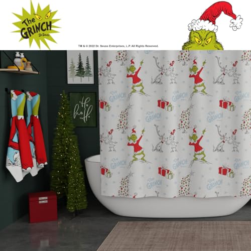Image of Grinch Holiday Christmas Bath Microfiber Shower Curtain, 72x72, (Officially Licensed Product) by Franco