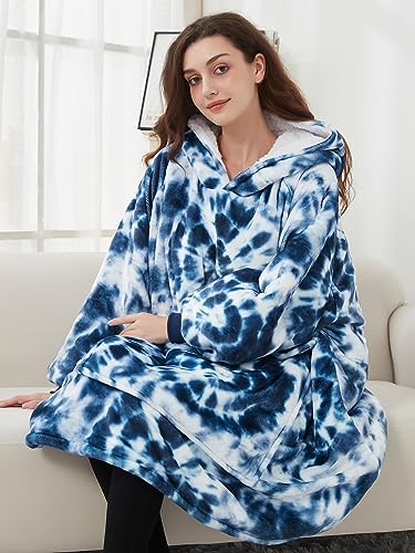 Image of KFUBUO Wearable Blanket Hoodie for Adults Sherpa All Patterns Oversized Sweatshirt Blanket with Pocket