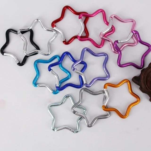 Star Carabiner, Star Shaped Climbing Buckle, Aluminum Alloy Heavy Duty Keyring Hook for Camping Fishing Hiking Traveling Aluminum Key Chain Clip Accessories (Pink)