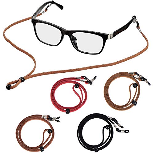 New Deal Eyeglass Chain Mask Holder for Women Men Kids Adjustable Premium Leather Glasses Strap Retainer Cord Lanyard with Anti Slip Ear Hooks Grips