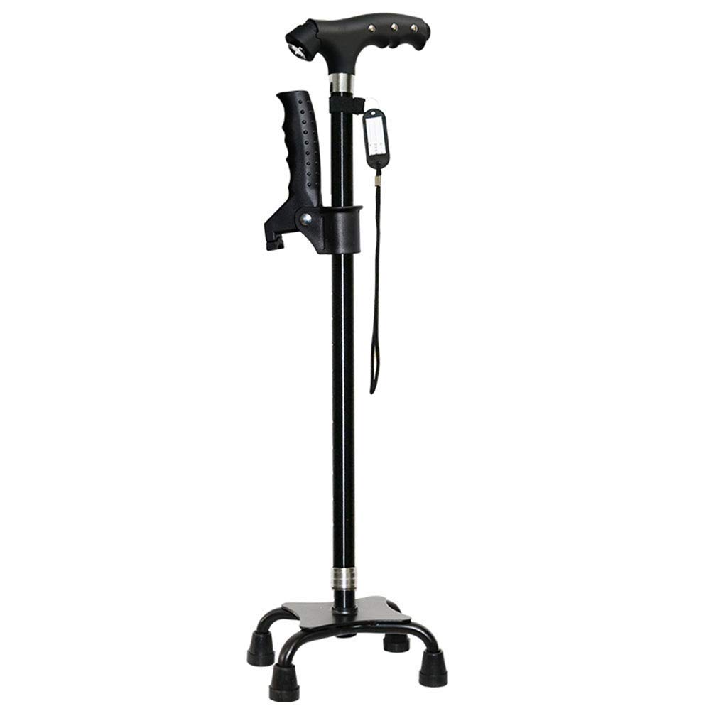 Bastón con luz LED con Mango ergonómico, 10 Niveles de Altura Ajustables, muletas para Personas Mayores, Hombres o Mujeres, bastón para discapacitados (Negro) Star of Light