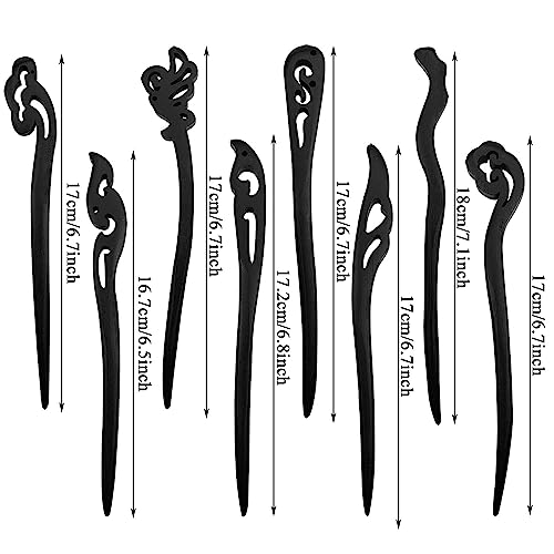 8 PCS Wood Hair Sticks, Chinese Retro Hairpins Chopstick Carved Hair Sticks for DIY Accessory for Woman Girls - Image 2