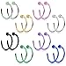 Nose Hoop Rings,18G 16pcs Stainless Steel Body Jewelry Piercing Nose Ring Hoop,Nose Studs Rings. (A: 16Pcs (18G 8mm Outer Diameter))