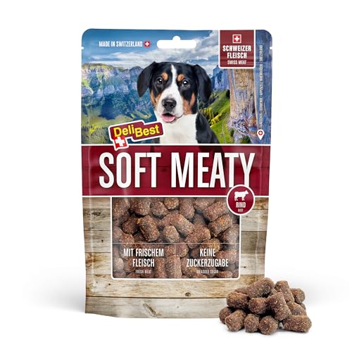 DeliBest Soft Meatys aus Rindfleisch I Hundesnacks getreidefrei I gesunder Hundesnack I Trainings Leckerli I Leckerli Hund I Hunde Snack mit hohem Fleischanteil I 150 g
