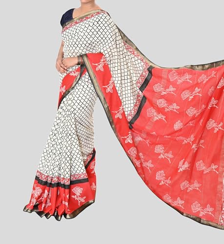 Generic red maheshwari silk saree – image 3