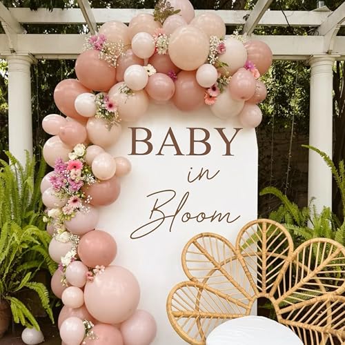 Baby in Bloom fondo con globo champagne para baby shower miniatura 3