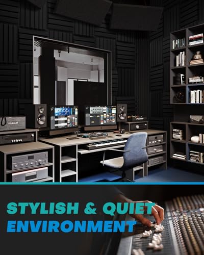 36Packs Curved Sound Proof Foam Panels for Walls, 2" Acoustic Panels Sound Absorbing Dampening, Soundproofing Noise Reducing Cancelling Treatments for Home Office Recoding Studio Decor, 2x12x12" Black - Image 5