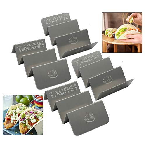 4 Pack Stylish Stainless-Steel 304 - Tray Style Taco Holders for Soft