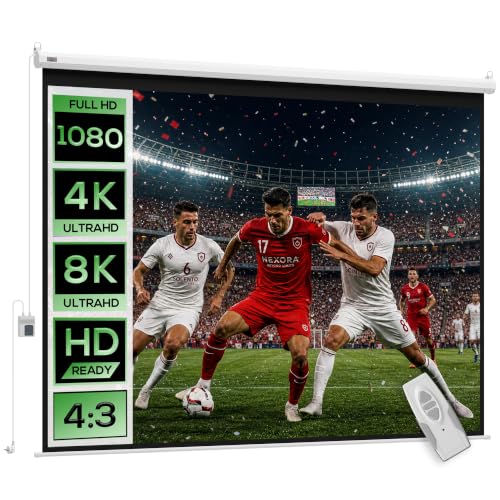 HOMCOM Écran Vidéoprojecteur Motorisé 84 Pouces, 4:3 4K HD, Blanc