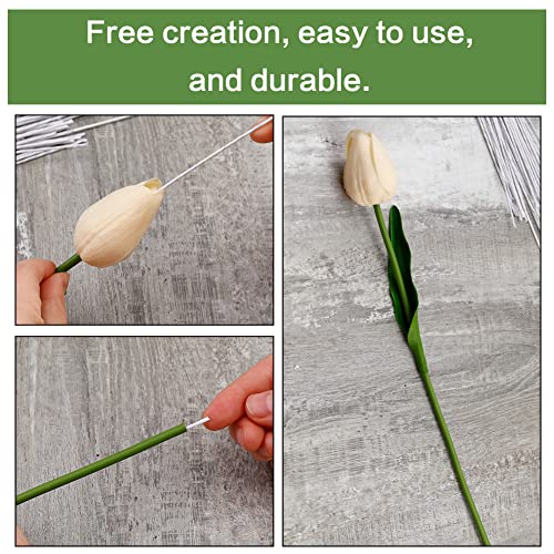 Socnitc 50Pcs Floral Wire White, 18 Gauge Flower Wire Sticks, Floral Supplies 14 Inches For Diy Floral Arrangements Floral Arranging Craft Projects Corsages, Wedding Bouquet #TOP3