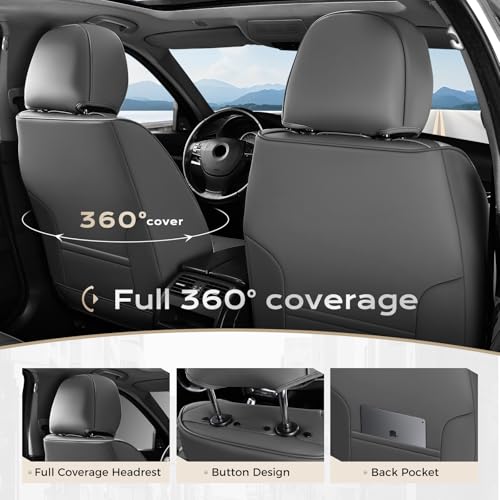 Image of Coverado Car Seat Covers, Front Covers for Cars, Car Seat Cover Front Seats, Automotive Seat Cover, Waterproof, Leather Car Seat Cushion, Universal Interior Covers Seat Protectors for Most Cars
