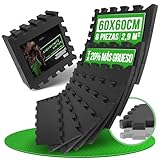 AthleticPro Esterilla protectora para el suelo Fitness [60 x 60 cm] – 18 alfombrillas extra gruesas [20% más protección] – Esterillas protectoras antideslizantes para gimnasio y dispositivo de fitness