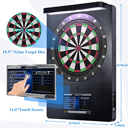 Willdarts Electronic Dart Board Profession Nylon Dartboard Global Online Digital Dart Machine For Adult,11.6" Touch Screen,Led Headlamp,6 Soft Tip Dart,Missdart Sensor #TOP1