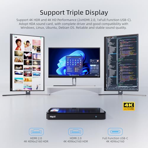 Image of MeLE Overclock4C Mini PC with Win 11 Pro N100(up to 3.4GHz,4C /4T), 32GB DDR4 512GB Micro Desktop Computer, 4K Triple Display, All-in-one USB-C, USB3.2 /WiFi /BT /Ethernet on Business Home Office