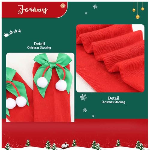 Image of Christmas Party Over Knee Socks Thigh High Stockings Leg Bow Hairball Thigh High Long Stockings for Women and Girls