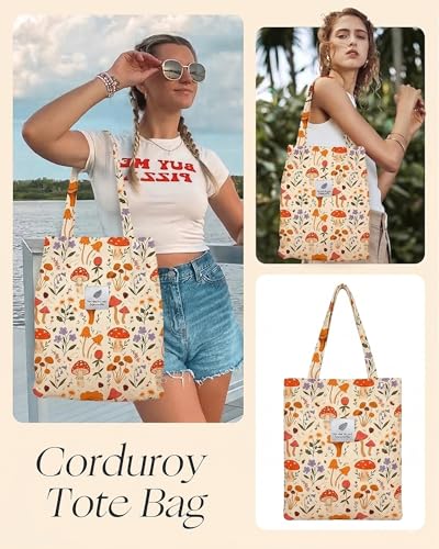 Image of Street27 Korean Canvas Corduroy Tote Bag Casual Work Shoulder Handbags | Multi-Purpose Bag |Sturdy Canvas Bag with Large Capacity | Shopping Bag for Office, College & Daily Use