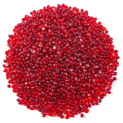 Image of Keedolla 3 LB Aquarium Fish Tank Rocks Gravel Stones Pebbles, Sea Glass Pebbles Beads Gemstones Marbles for Fish Turtle Tank, Vase Fillers and DIY Crafts - Red