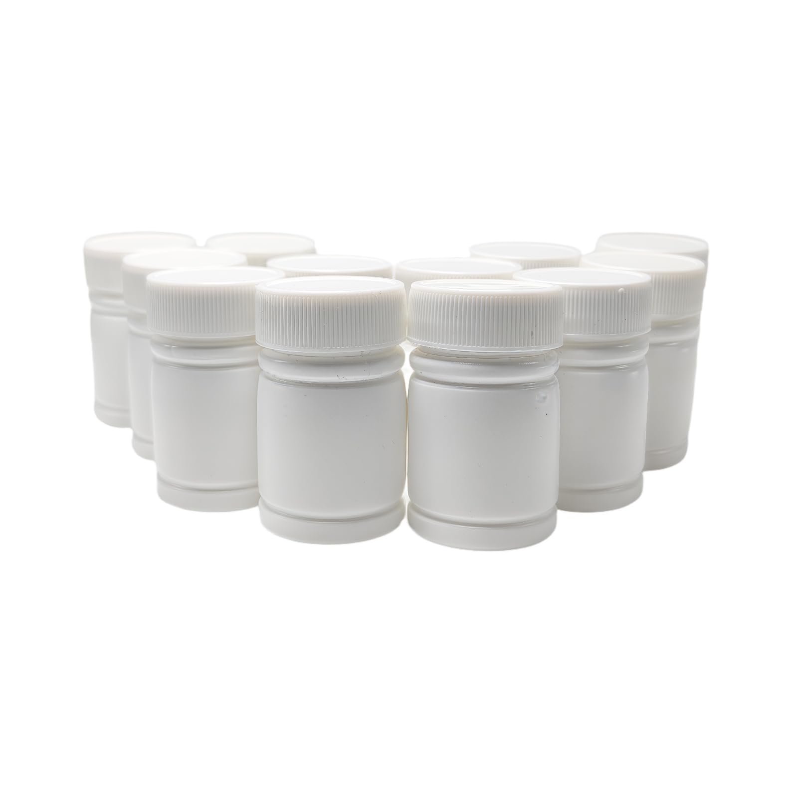 Upstore 50PCS White Plastic Empty Refillable Solid Medicine Pill Tablet Bottle Case Capsule Holder Container Vials Box for Chemical Powder Sample Liquid Storage (30ml/1oz)