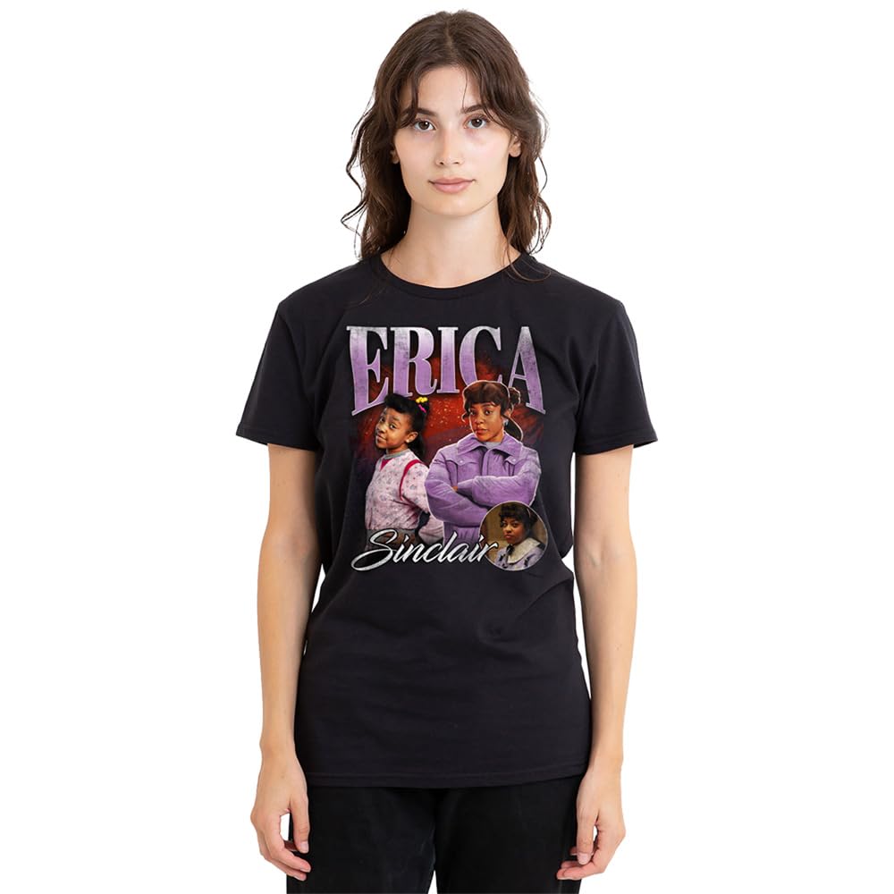 Stranger Things Women' Black Erica Homage T Shirt in Size S, Sports Direct