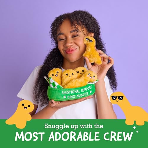 Image of Emotional Support Dino Nuggies by Relatable, Cuddly Stuffed Animals and Dinosaur Toys, Great Gift Ideas for Loved Ones of All Ages, Includes 5 Dinosaur Plushies with Carrying Basket