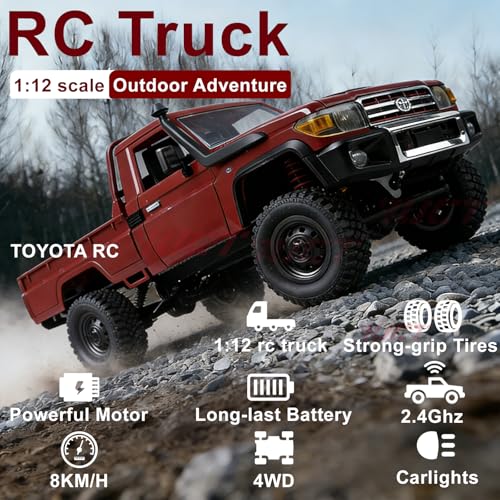 Image of YUCT MN82 1 /12 Toyota LC79 4x4 RC Crawler Pickup Truck for Adults | 2.4GHz remote,1200mAh Battery,RTR，4WD,With Decoration Parts