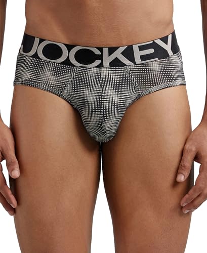 Image of Jockey IC29 Men's Tactel Microfiber Elastane Stretch Printed Brief with Moisture Move Properties String Base Prints XXL