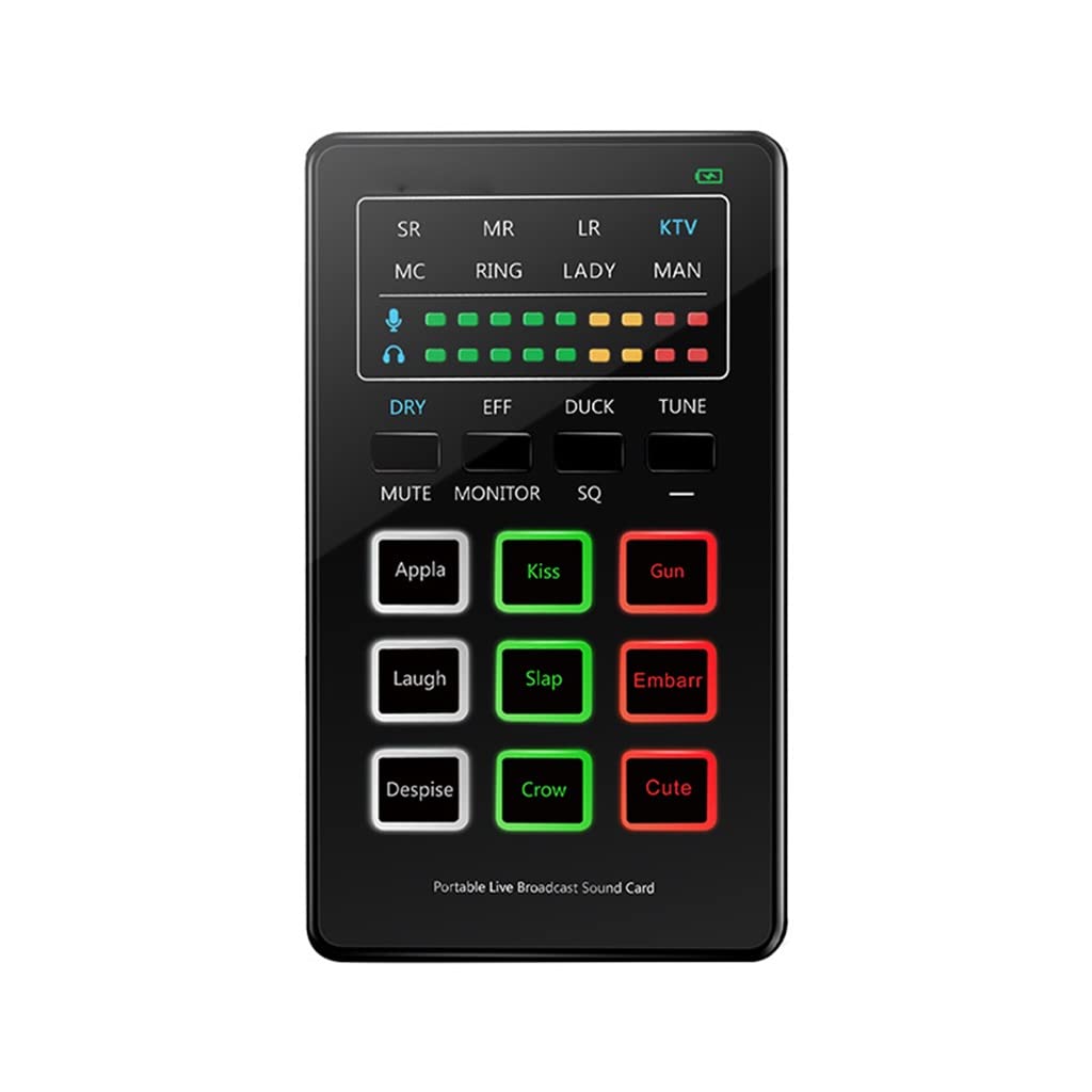 KTSCFS MX1 Mini Sound Card Voice Changer Portable Audio Mixing Board BT Connection Type-C Interface with Multiple Sound Effects
