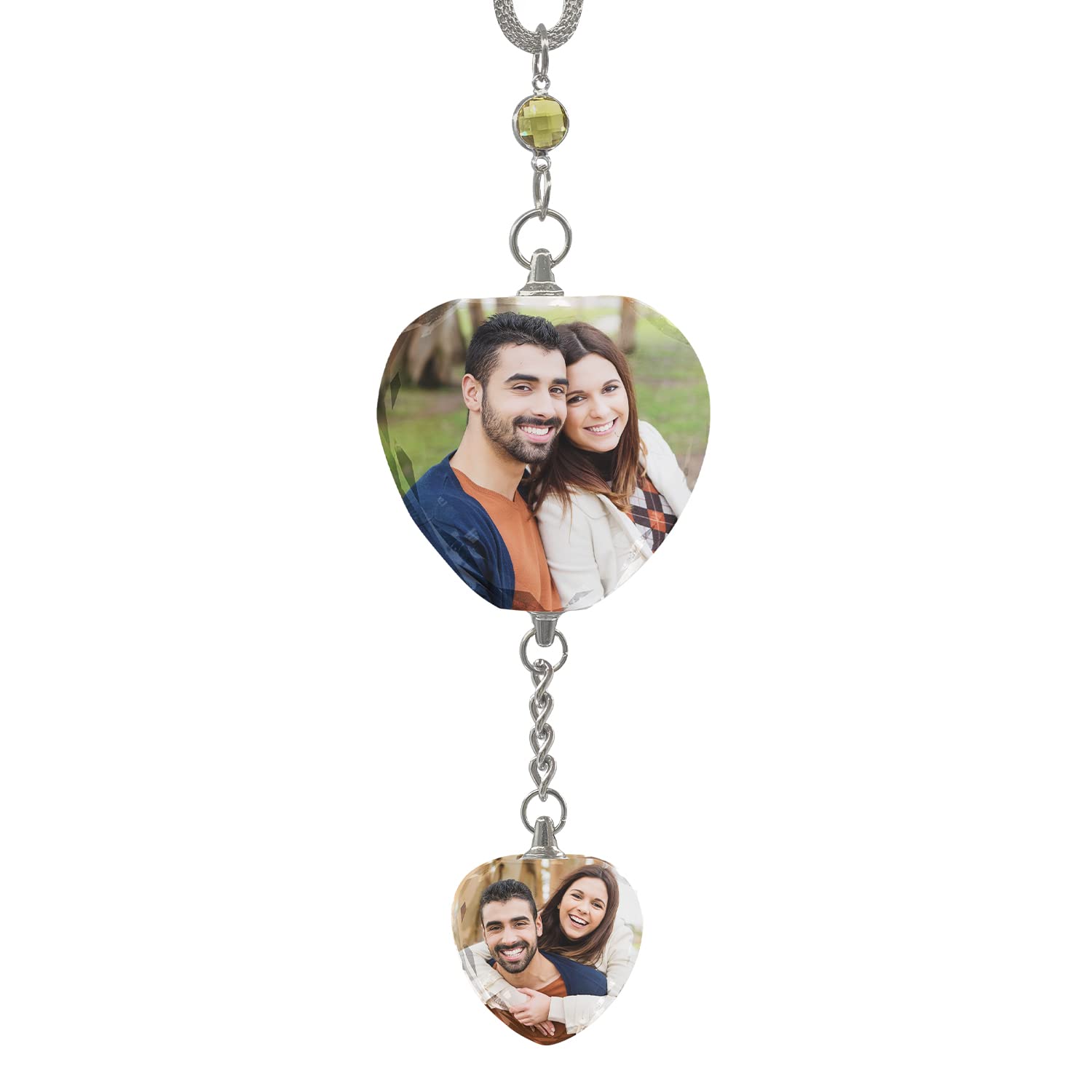 Personalized Ornament - Photo Car Hanging Rearview Mirror Charm, Heart-Shaped Custom Charm Memorial, Office Decoration Pendant