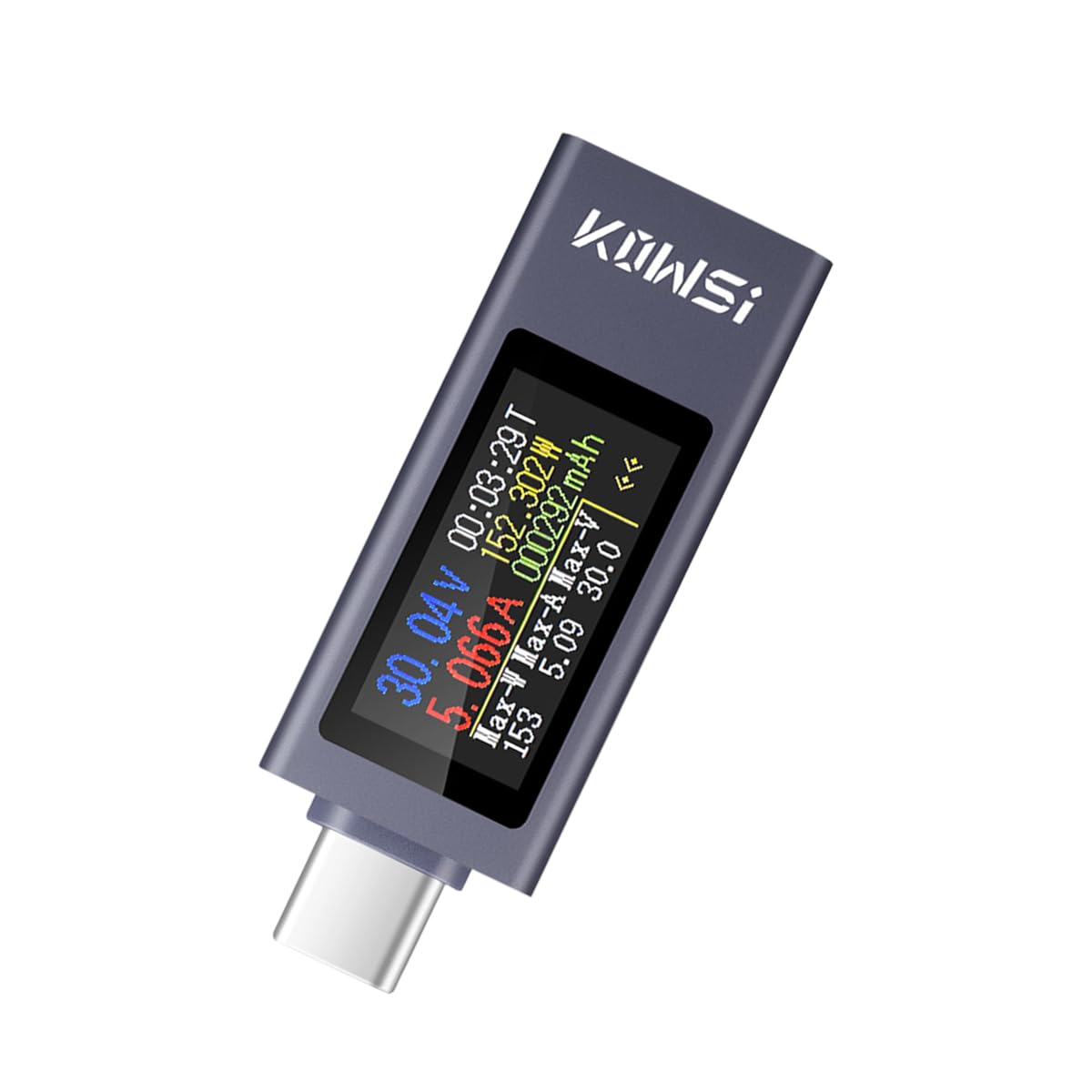 YFFSFDC USB C 電流電圧チェッカー USB C パワーメーター 双方向 240W Type-C 4-30V 0-12A金属シェル電流計 マルチメーターテスター 双方向電流テスト機能 モバイル充電テスター