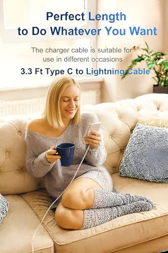 Image of mifaso iPhone USB C to Lightning Cable 20W [MFi Certified],3.3 Ft Power Delivery High Speed Charging Cord for Apple 14 /14 Pro /14 Pro Max /14 Plus /13 /13 Pro /13 Mini /13 Pro Max /12 /11 /XS /XR /X /8 /iPad,White