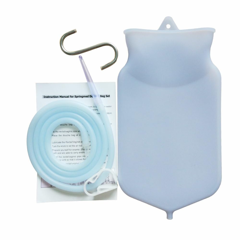 Juego de bolsas de enema para limpieza intestinal, reutilizable, juego de enemas con manguera de silicona de 150 cm y 4 boquillas reutilizables