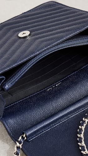 WHAT GOES AROUND COMES AROUND Women's Pre-Loved Chanel Caviar Chevron Wallet On Chain, Navy, Blue, One Size4