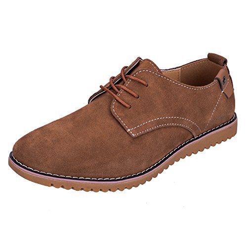 WhiFan Zapatos Vestir Hombre Oxford Cuero Casual Ante Cordones Punta Negocios Hombre Casuales con Cordones Derby Zapatos