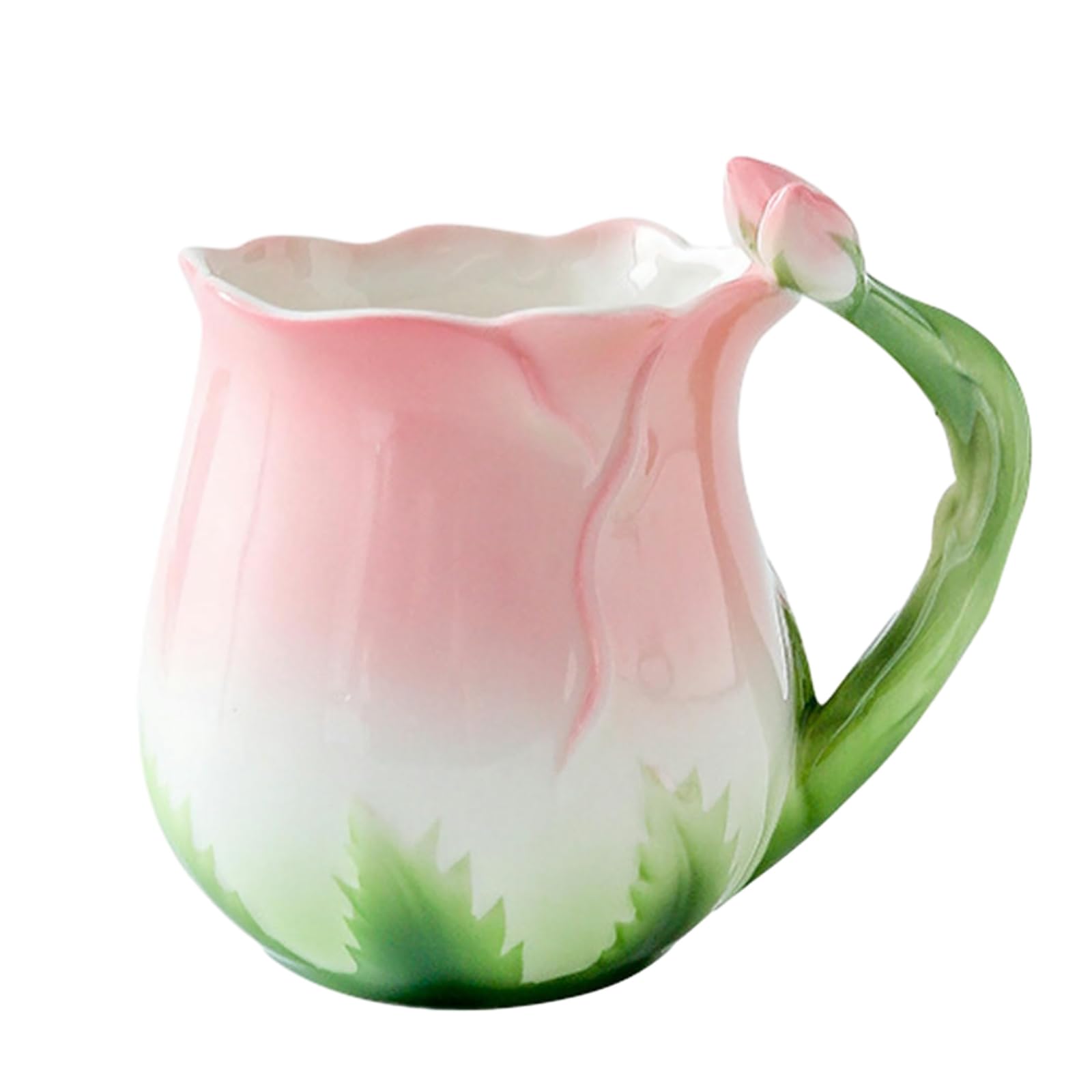Enamel Colored Rose Ceramic Coffee Mark Water Cup, Dish, Plate, Pot Set for office home restaurant cafe teahouse-Pink Rose Mug