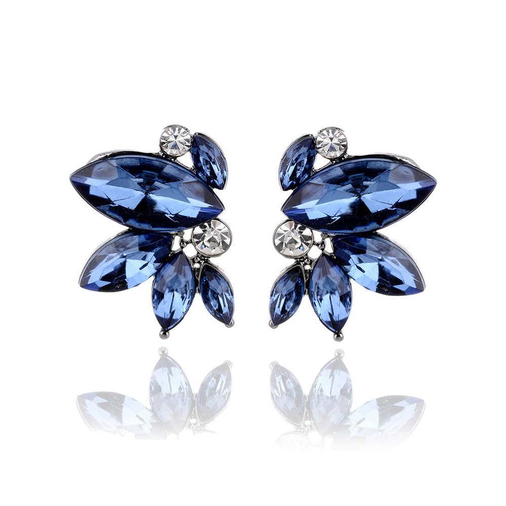 FDEETY Pendientes para Mujer Forma de Marquesa Flor de Cristal Pendientes Cristal Nupcial de Boda Fiesta Pendientes Bisutería